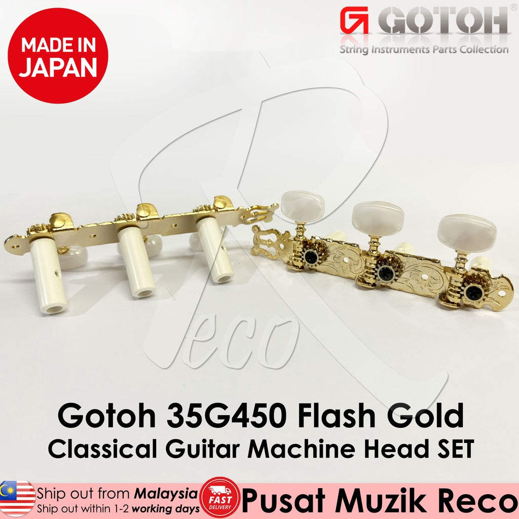 GOTOH 35G450FG Flash Gold Finish Classical Guitar Tuner Machine Head - Reco Music Malaysia