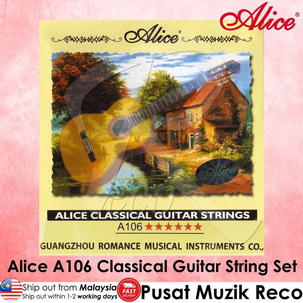 Alice A106 Clear Nylon Silver-Plated Hard Tension Classical Guitar String Set