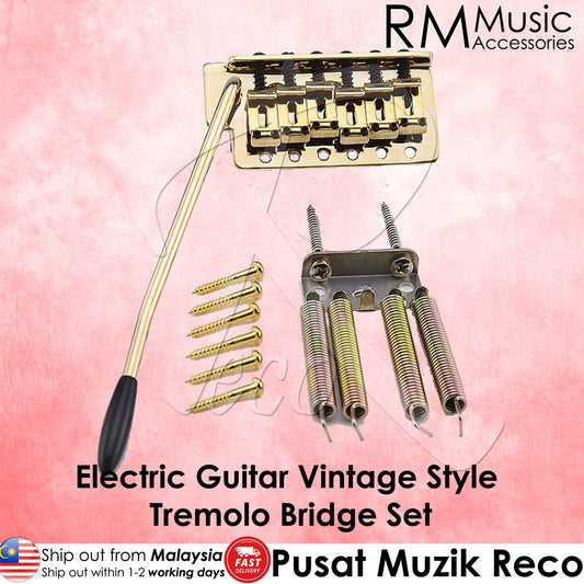 RM GF1172-GD GOLD Vintage Style Electric Guitar Tremolo Bridge System Set - Reco Music Malaysia