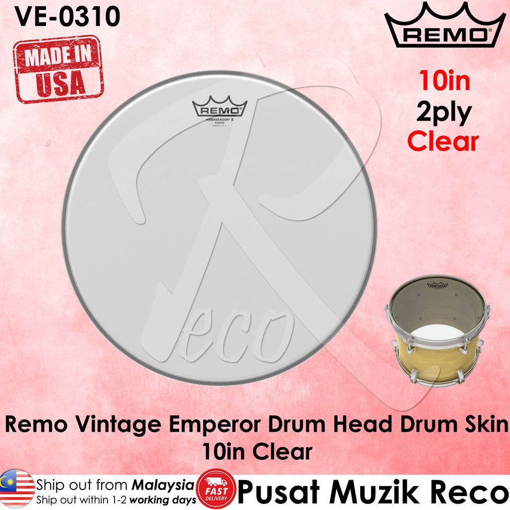 Remo VE-0310 Emperor Vintage 10" Clear Drumhead (VE0310 VE 0310) - Recco Music Malaysia