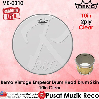 Remo VE-0310 Emperor Vintage 10" Clear Drumhead (VE0310 VE 0310) - Recco Music Malaysia