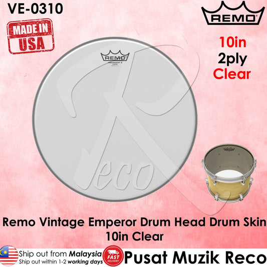 Remo VE-0310 Emperor Vintage 10" Clear Drumhead (VE0310 VE 0310) - Recco Music Malaysia
