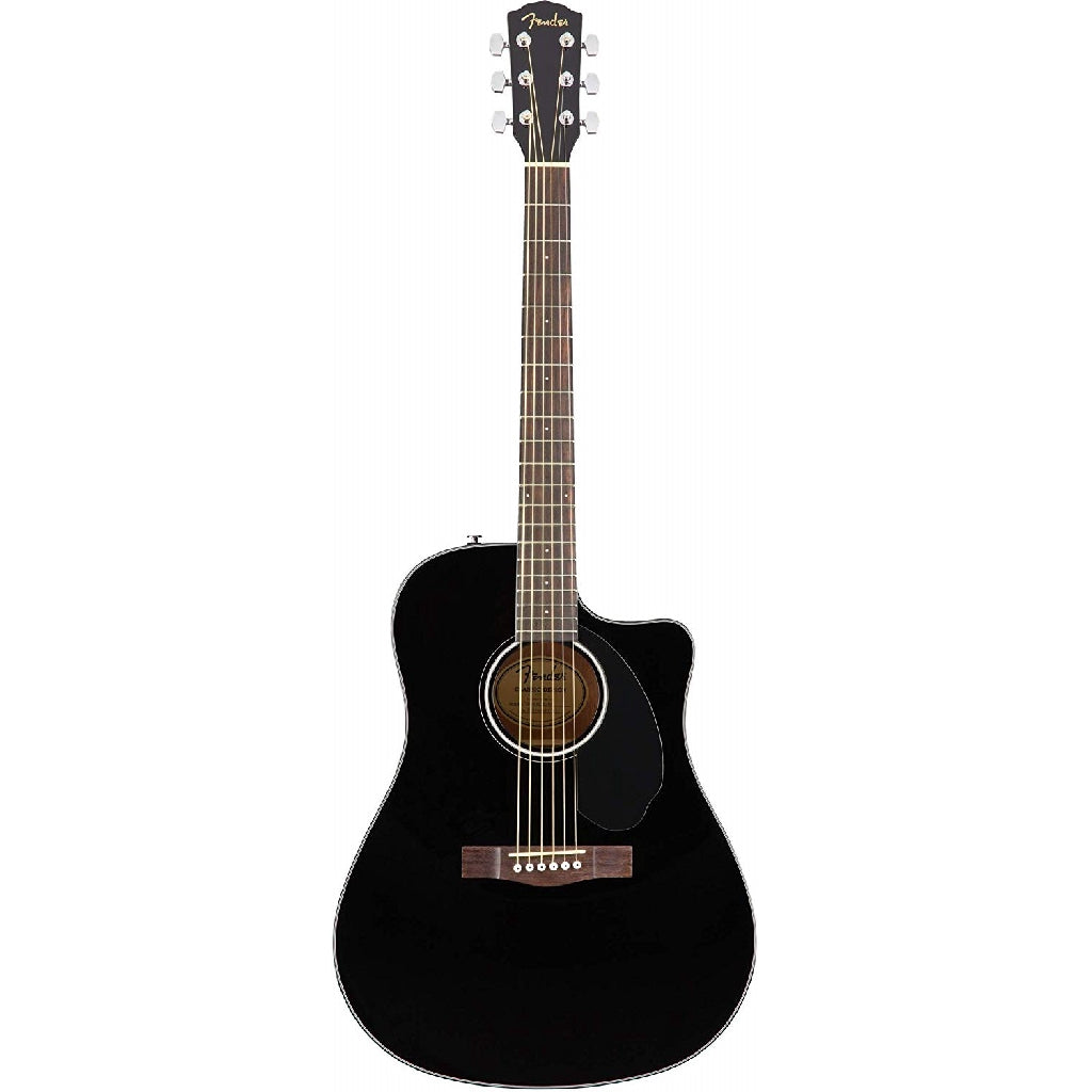 Fender CD-60SCE BK Solid Top Acoustic-Electric Guitar, Black | Reco Music Malaysia