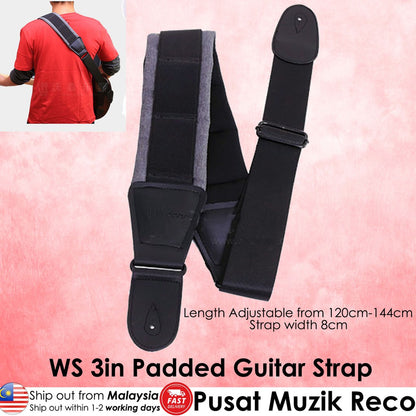 RM WST-50 3in Wide Thick Padded Guitar Strap for Electric Guitar / Electric Bass Guitar - Reco Music Malaysia