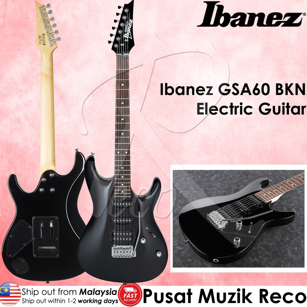 Ibanez GSA60-BKN Black Night Electric Guitar with Tremolo Agathis Body HSS Pickup(GSA60BKN) - Reco Music Malaysia