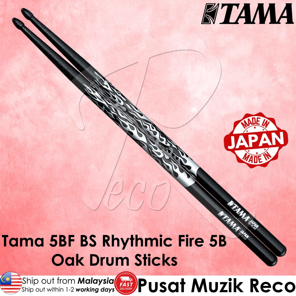 Tama 5BF BS Rhythmic Fire Japanese Oak 5B Black Drumsticks - Reco Music Malaysia