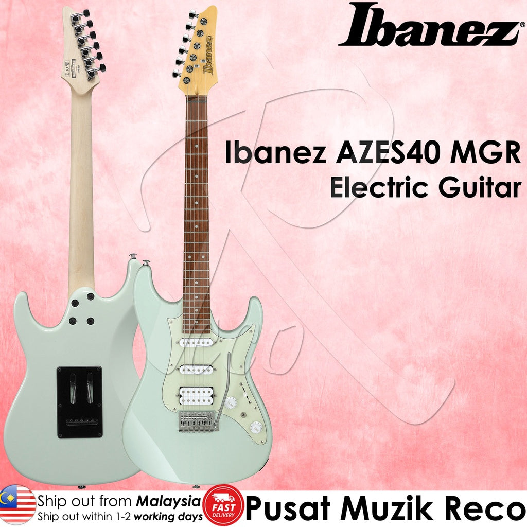 Ibanez AZES40-MGR Mint Green Essential AZ Series Electric Guitar with HSS Pickup & Tremolo Poplar Body Jatoba Fretboard - Reco Music Malaysia