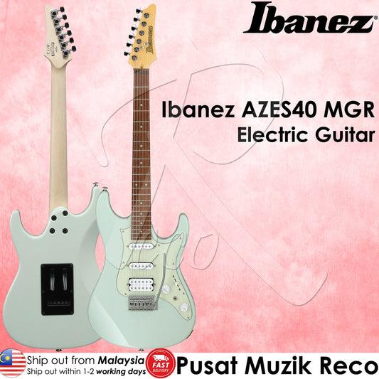 Ibanez AZES40-MGR Mint Green Essential AZ Series Electric Guitar with HSS Pickup & Tremolo Poplar Body Jatoba Fretboard - Reco Music Malaysia