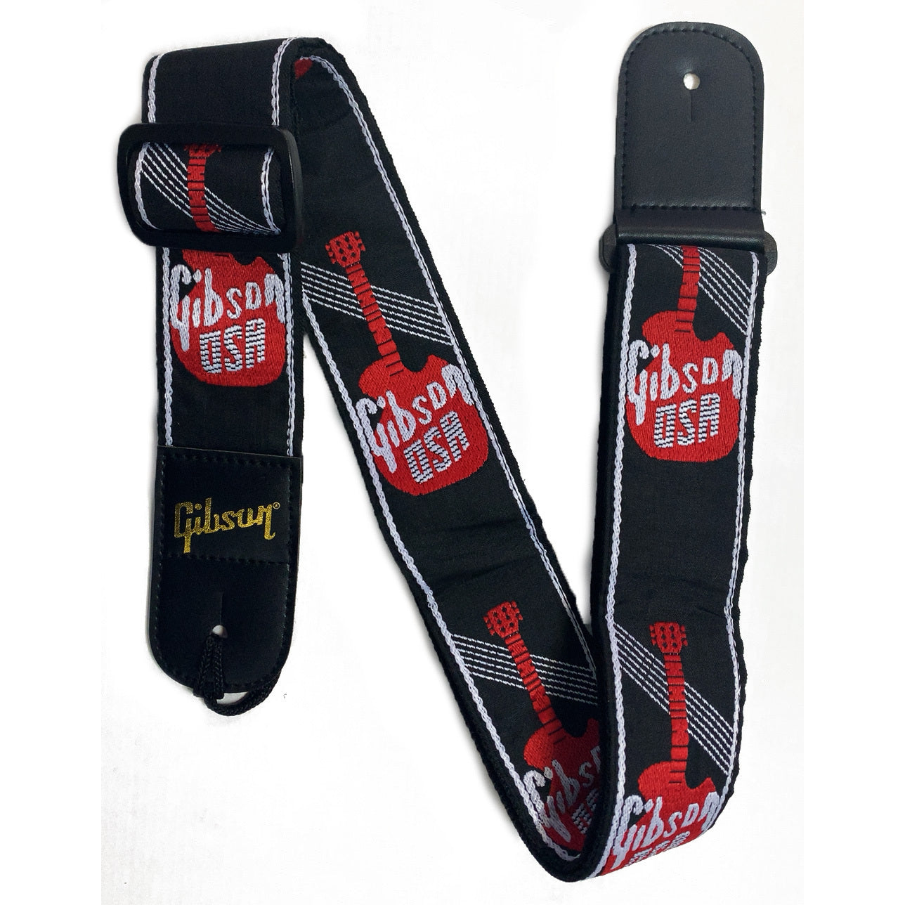 Gibson ASGG-600 2 Inch Woven Red Guitar Strap with Gibson Logo - Reco Music Malaysia