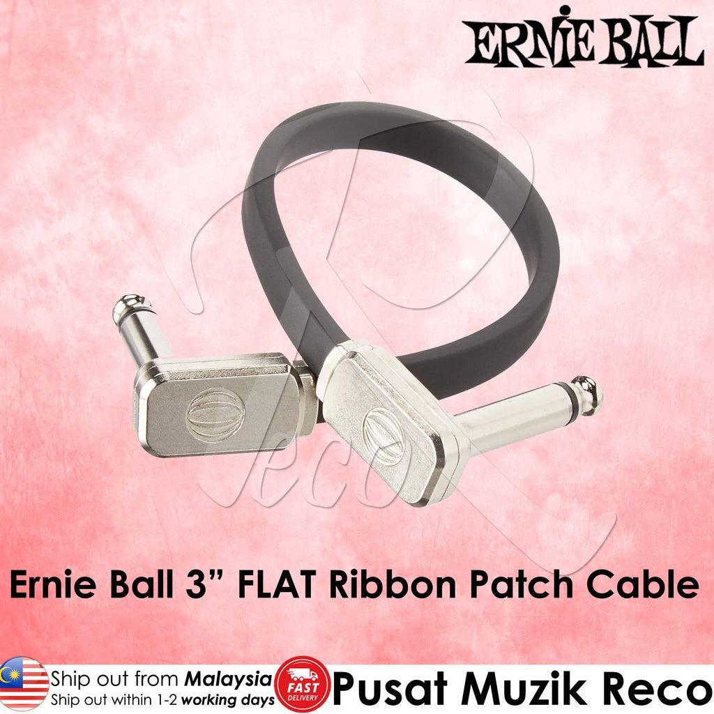 Ernie Ball 6225 3 Inch Single Flat Ribbon Black Patch Cable ( PO6225 ) - Reco Music Malaysia