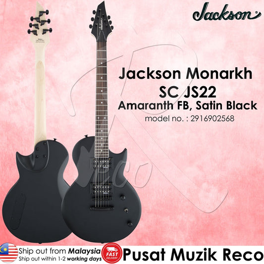 Jackson 2916902568 JS Series Monarkh SC JS22 Electric Guitar, Amaranth Fingerboard, Satin Black - Reco Music Malaysia