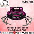 Ernie Ball 6221 6 Inch BLACK Flat Ribbon Guitar Effect Pedal Patch Cable 3/Pack - Reco Music Malaysia