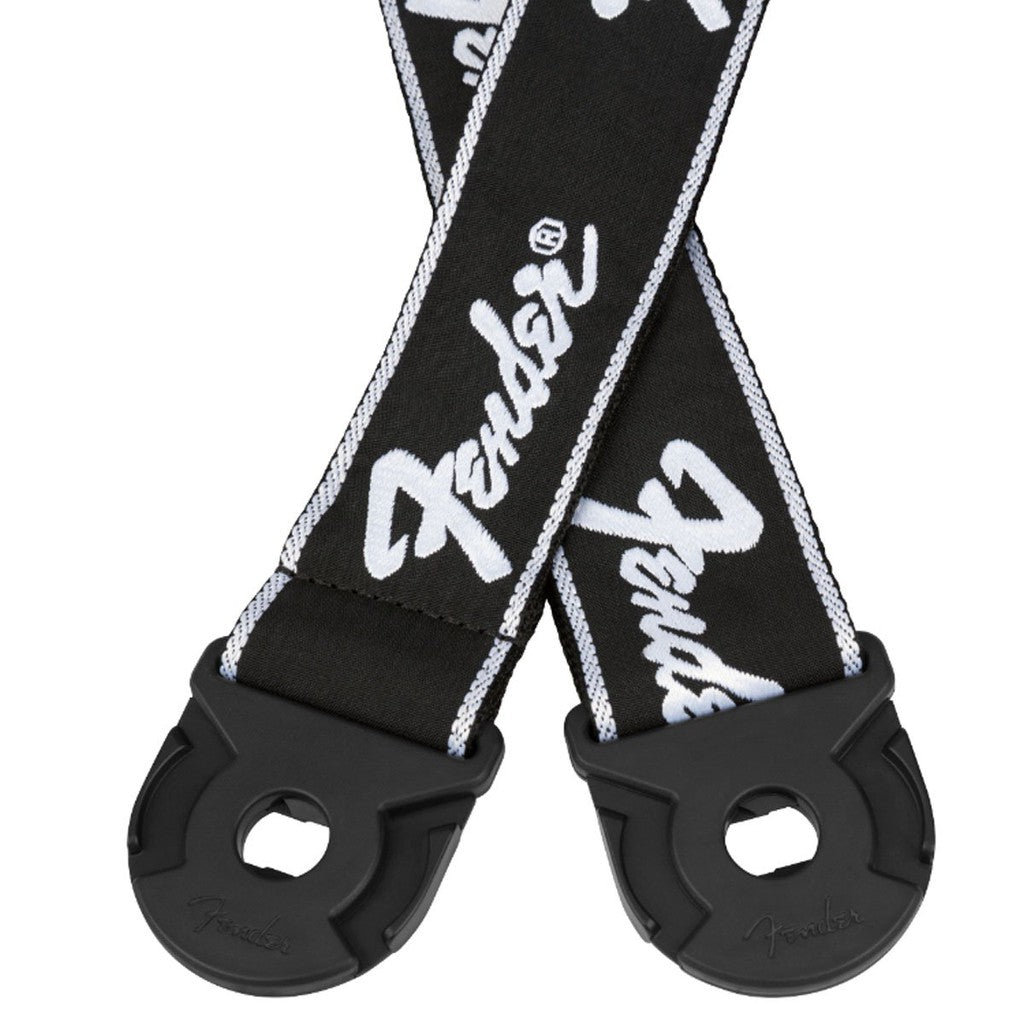 Fender 0990629008 Black With White Running Logo Quick Grip Locking End Straps - Reco Music Malaysia
