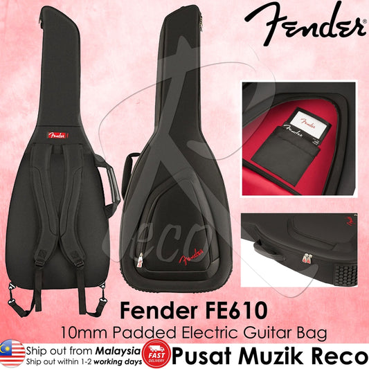 Fender 0991412406 FE610 Black Electric Guitar Gig Bag 10mm Padding - Reco Music Malaysia