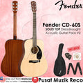 Fender CD-60S SOLID TOP Dreadnought Acoustic Guitar Pack V2 - Reco Music Malaysia