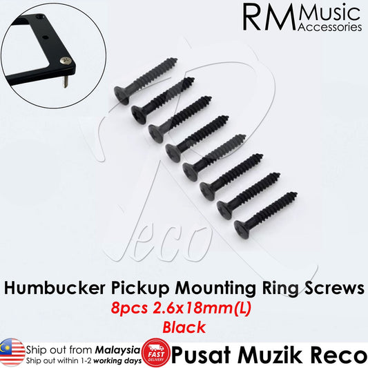 RM GF0090-BK8L Electric Guitar Humbucker Pickup Mounting Ring Screws, Black 8 Long - Reco Music Malaysia