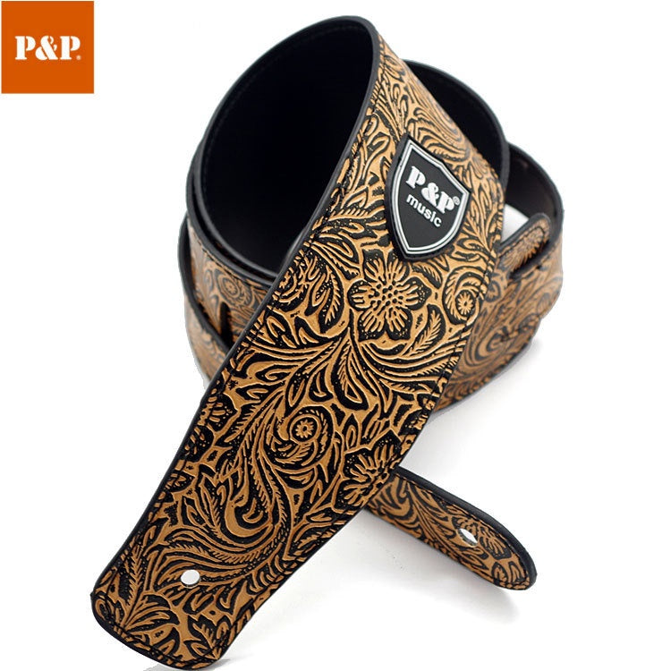 RM High Quality PU Leather Acoustic Electric Bass Guitar Leather Strap