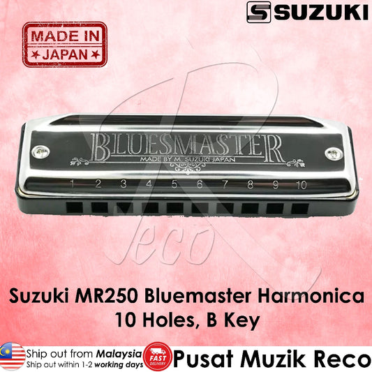 Suzuki MR250 B Key Bluesmaster Professional 10 Hole Diatonic Harmonica - Reco Music Malaysia