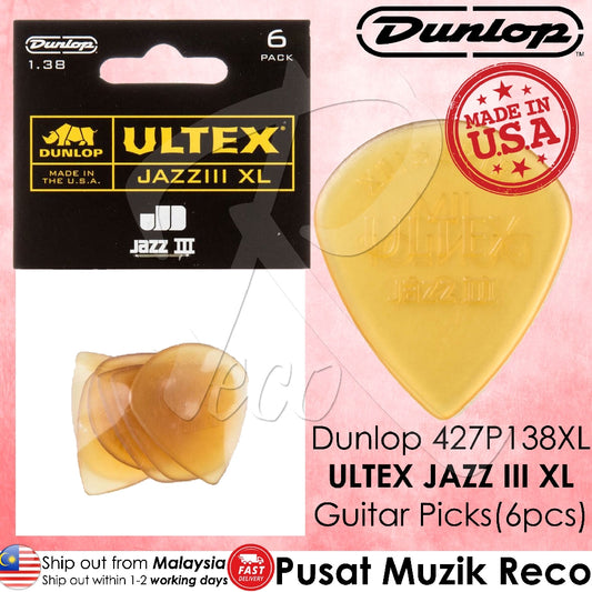 Jim Dunlop 427PXL Ultex Jazz III XL 1.38mm Guitar Picks Player Pack - Reco Music Malaysia