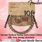 Fender 0990910299 Festival Hemp Straight to Straight Guitar Cable, 10ft, Rainbow - Reco Music Malaysia