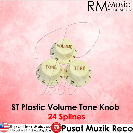 RM GF-1062 24 Spline CTS Knob Electric Guitar Stratocaster Plastic Volume Tone Knob - Reco Music Malaysia
