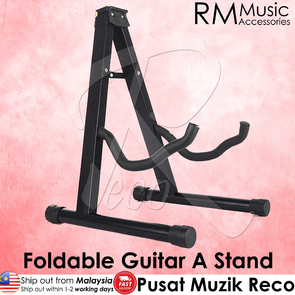 Foldable Black RAS50 A Shape Guitar Stand for All Guitars - Reco Music Malaysia