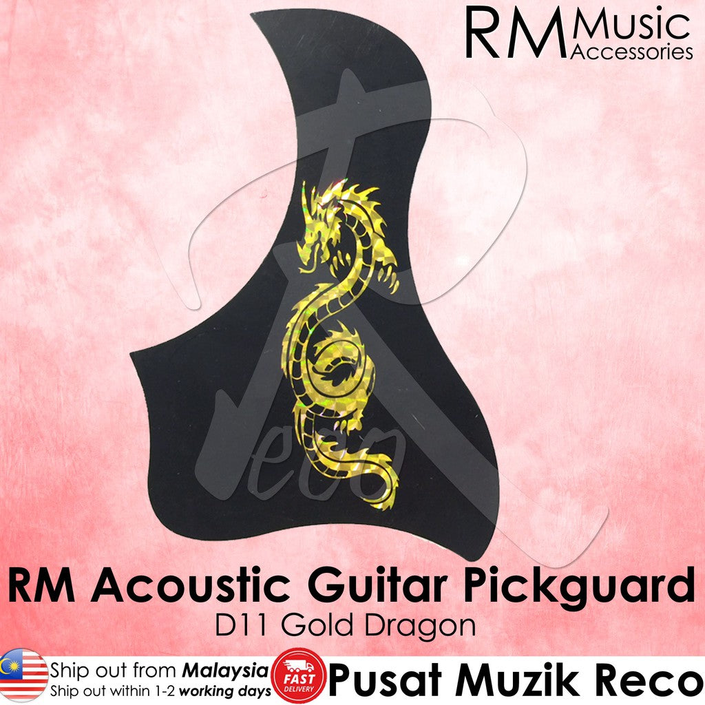 RM Acoustic Guitar Pickguard - D11 Gold Dragon - Reco Music Malaysia