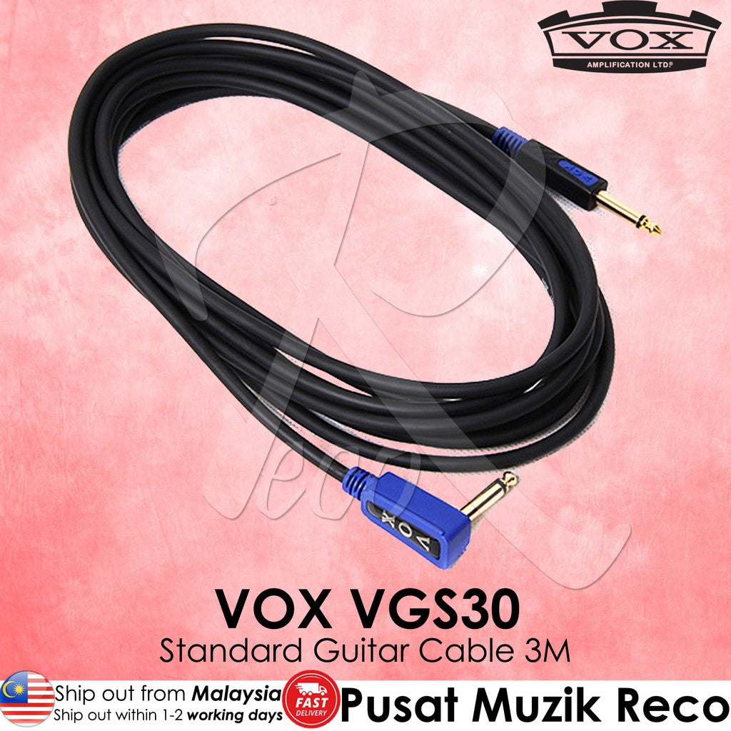 Vox VGS-30 3-meter Standard Guitar/Bass Cable - Reco Music Malaysia