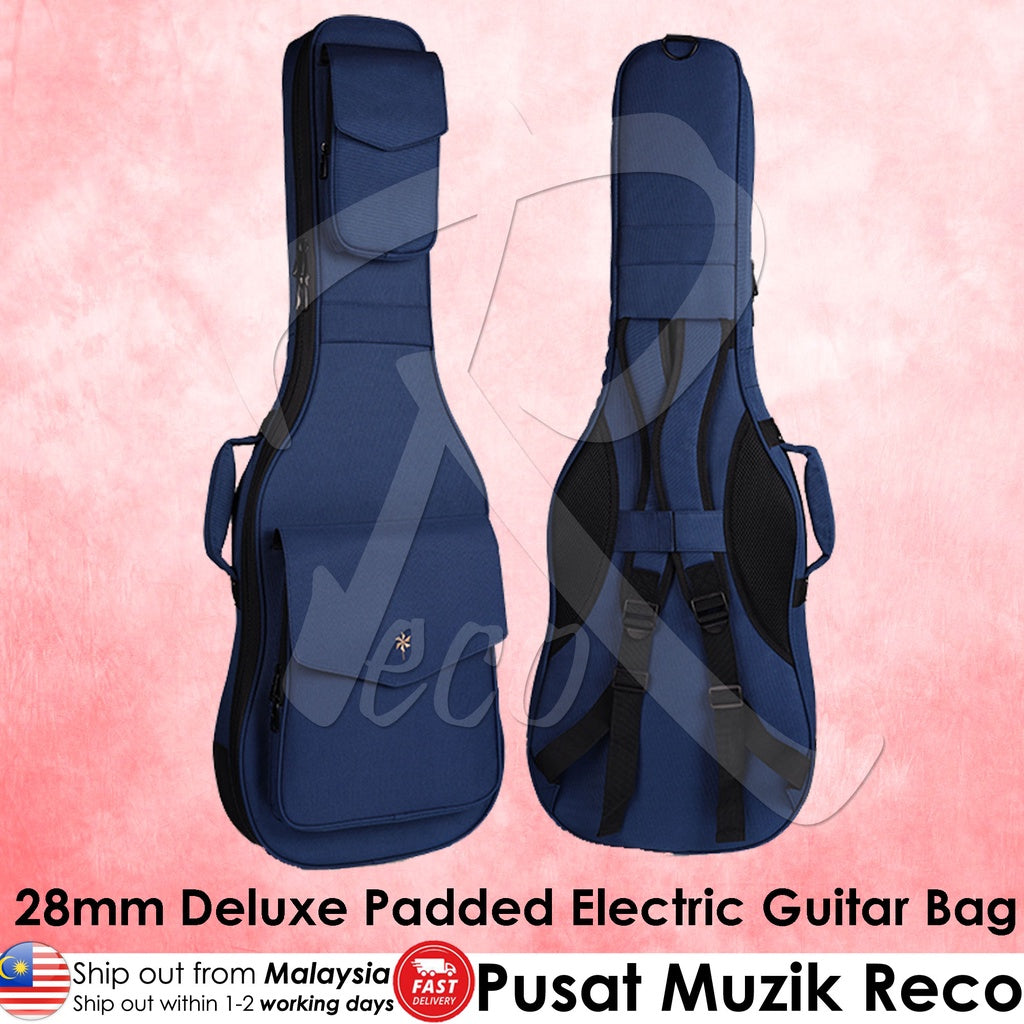 RM REB300BL 28mm Deluxe Thick Padded Electric Guitar Bag, Blue - Reco Music Malaysia