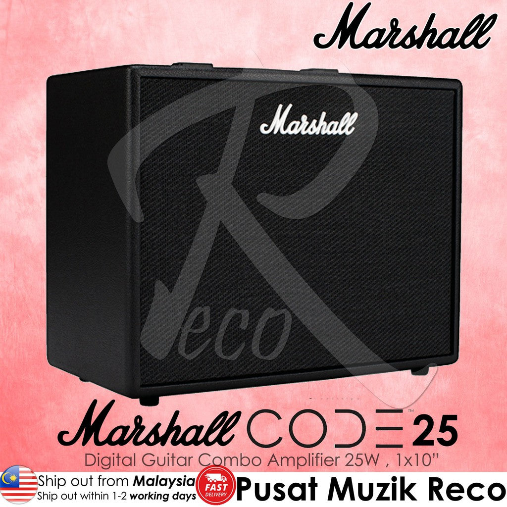 Marshall Code 25 Digital Combo Guitar Amplifier 25W 1x10 | Reco Music Malaysia