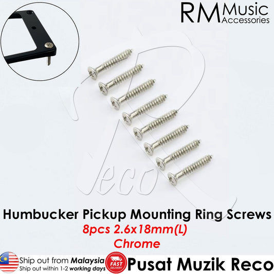 RM GF0090-Ni8L Electric Guitar Humbucker Pickup Mounting Ring Screws, Chrome 8 Long - Reco Music Malaysia