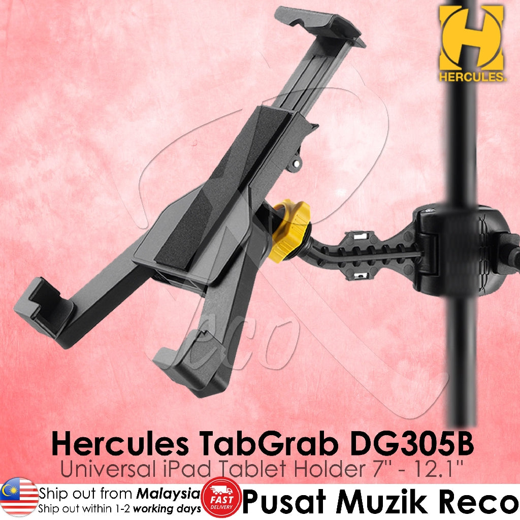 Hercules DG305B Tablet Holder for 7"-12.1" Tablets | Reco Music Malaysia