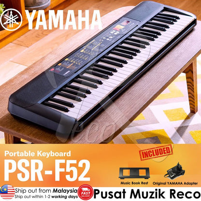 Yamaha PSR-F52 61 Keys Electronic Portable Keyboard With Adaptor & Book Rest - Reco Music Malaysia