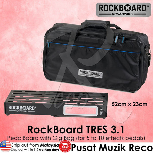 Warwick RockBoard TRES 3.1 Guitar Effect Pedal Board Pedalboard with Gig Bag - Reco Music Malaysia