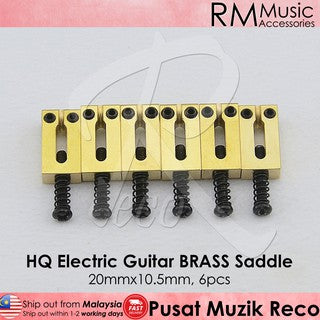 RM GF1327 BRASS Electric Guitar Tremolo Bridge Saddle Saddles 20x10.5MM (6pcs) - Black - Reco Music Malaysia