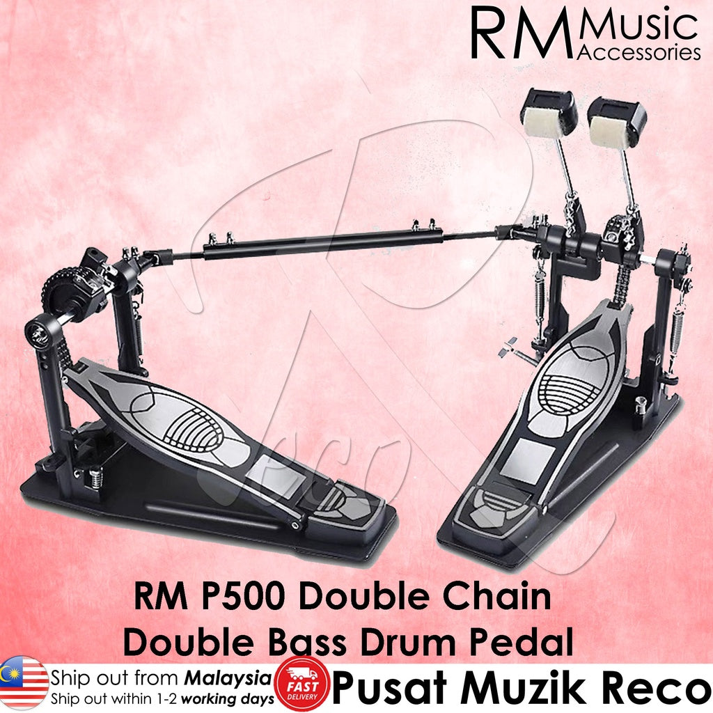 RM P500 Dual Chain Double Bass Drum Pedal FREE Padded Double Pedal Bag - Reco Music Malaysia