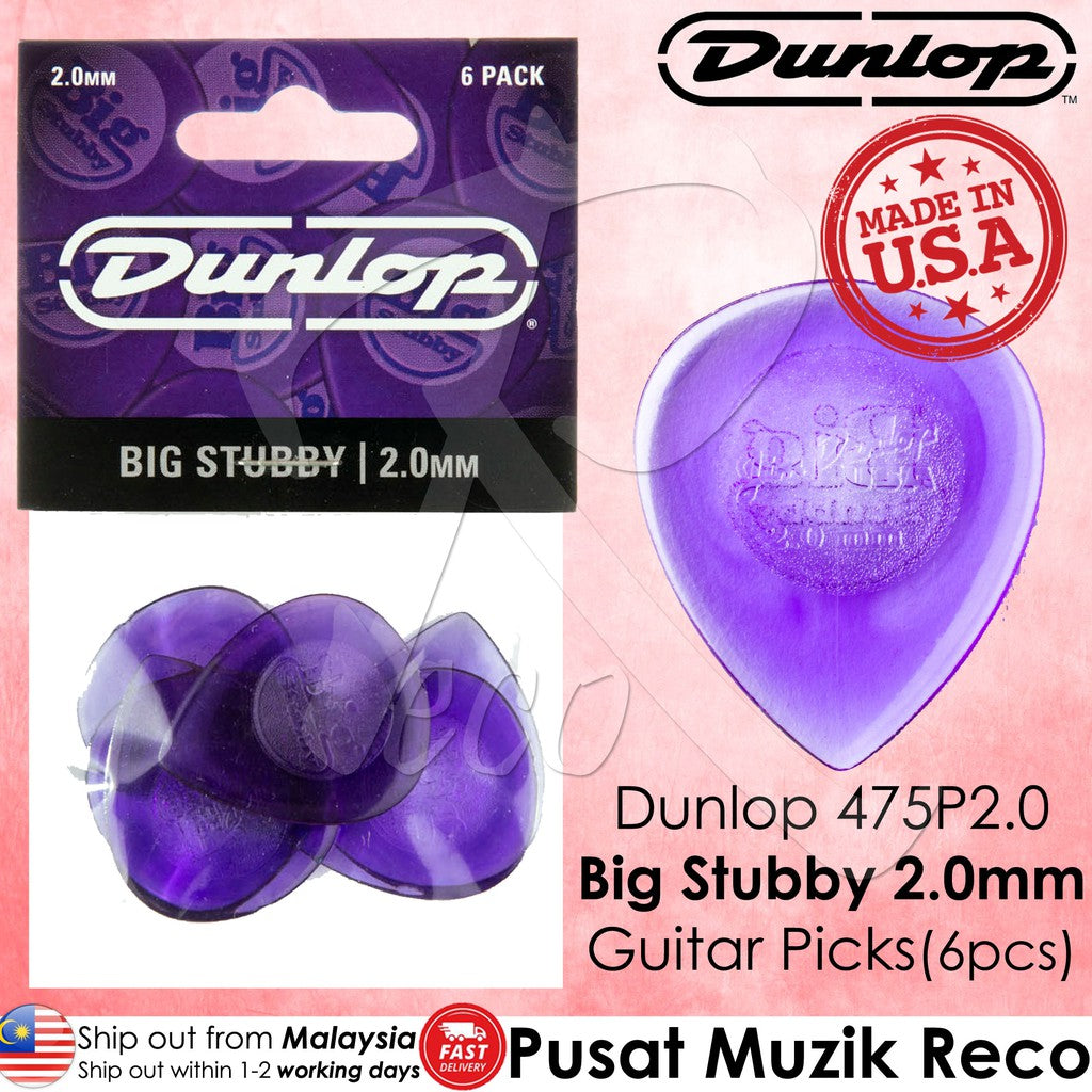 Jim Dunlop 475P2.0 Big Stubby 2.0mm Guitar Picks Player Pack - Reco Music Malaysia