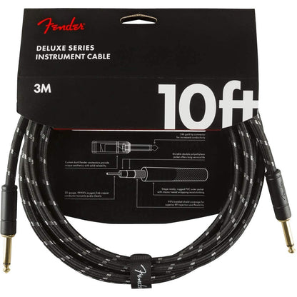 Fender 0990820092 Deluxe Series 10ft Straight Black TWEED Instrument Cable - Reco Music Malaysia