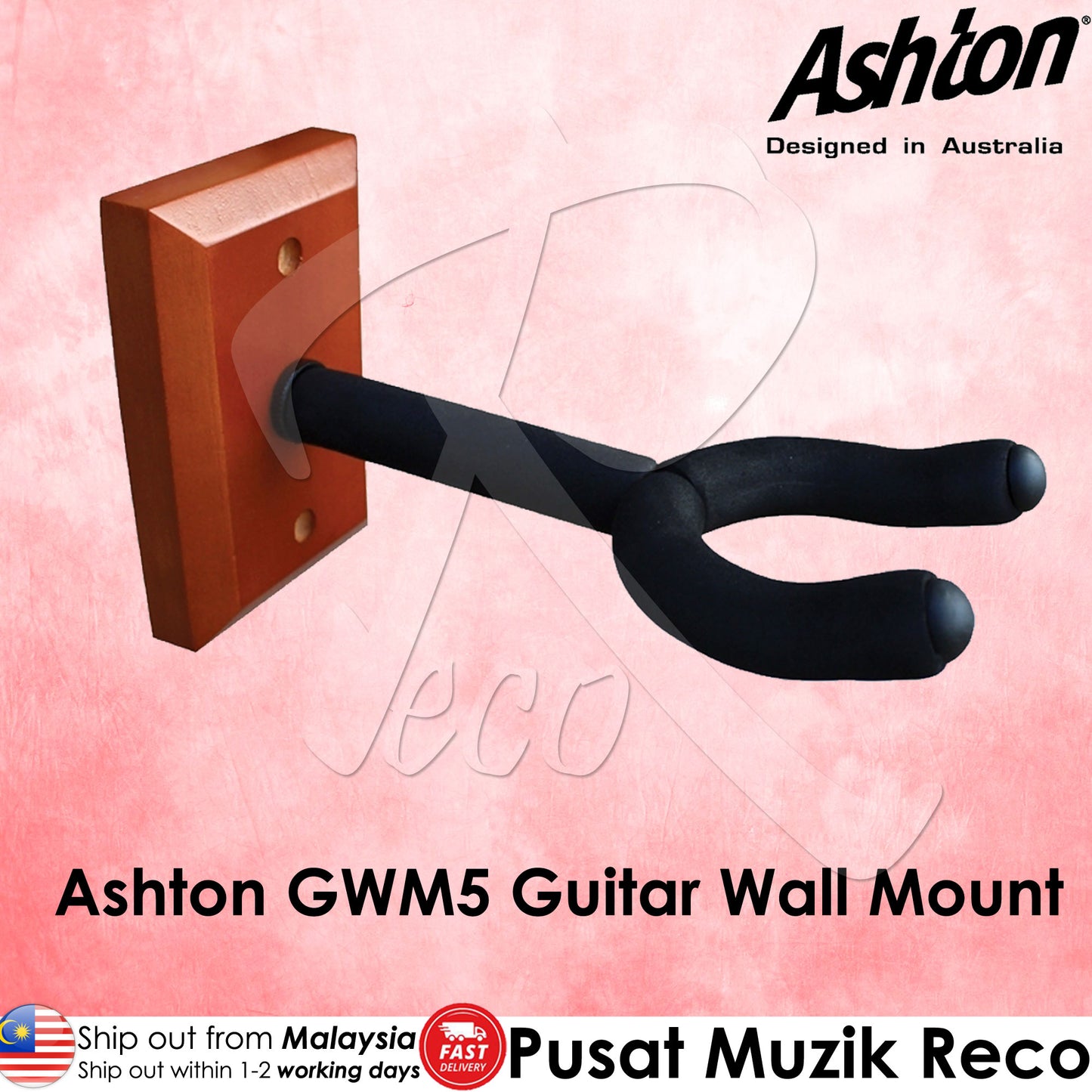 Ashton GWM5 Guitar Wall Mount Hanger - Reco Music Malaysia