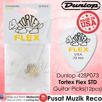 Jim Dunlop 428P073 Tortex Flex Standard 0.73mm Guitar Picks Player Pack - Reco Music Malaysia