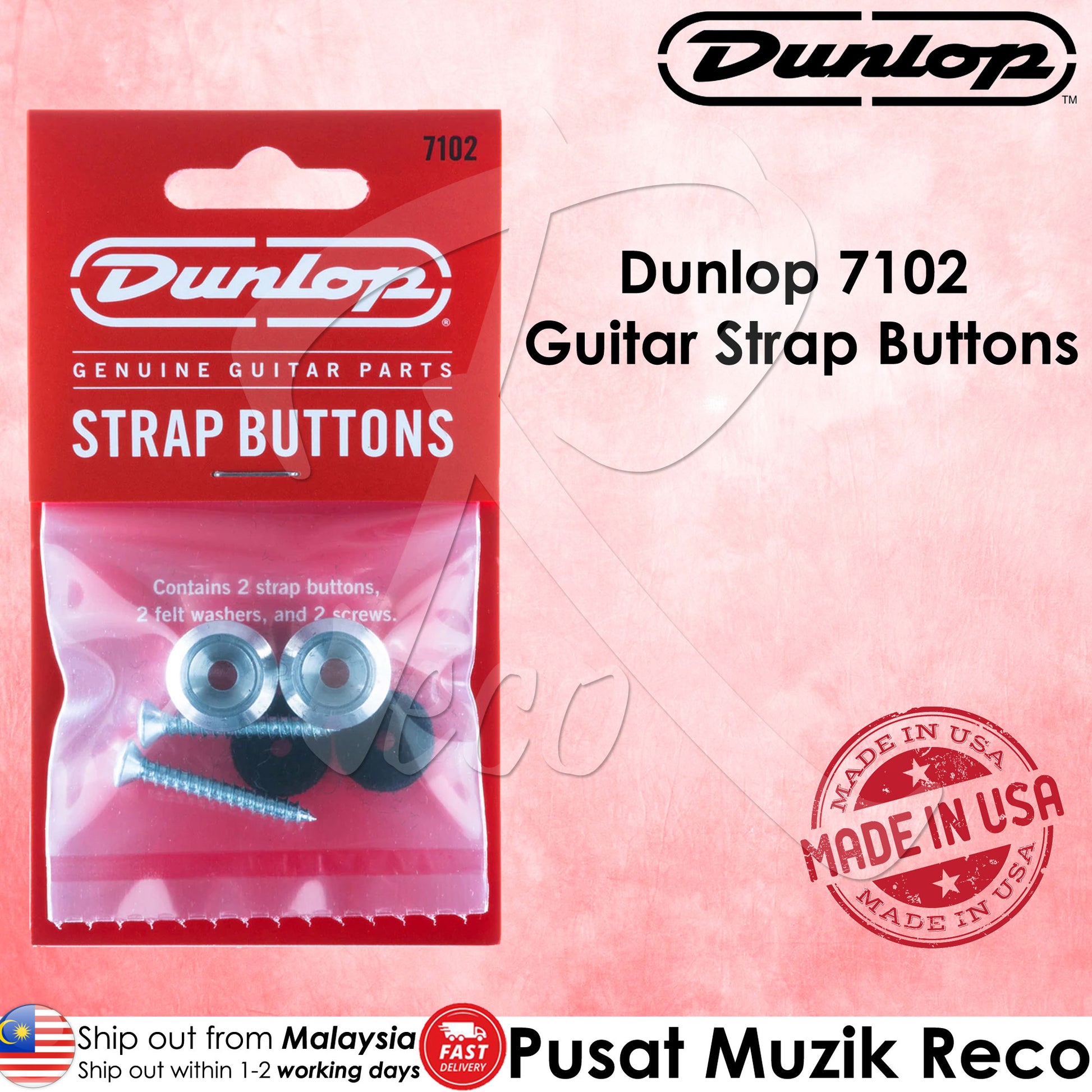 Jim Dunlop 7102 Instrument Guitar Ukulele Strap Button Set  - Reco Music Malaysia