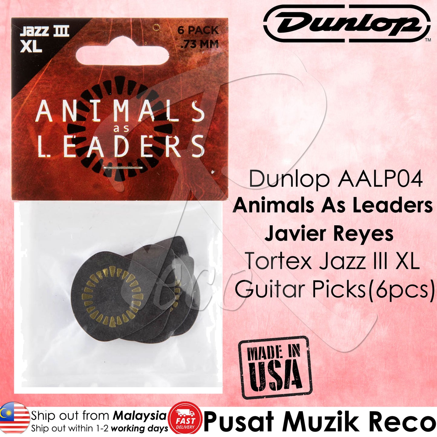 Jim Dunlop AALP04 Animals As Leaders Javier Reyes Tortex Jazz III XL Guitar Picks (6pcs) | Reco Music Malaysia