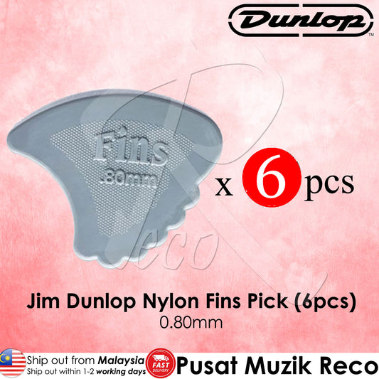 6 x Jim Dunlop Nylon Fins Guitar Pick 0.80mm - Reco Music Malaysia