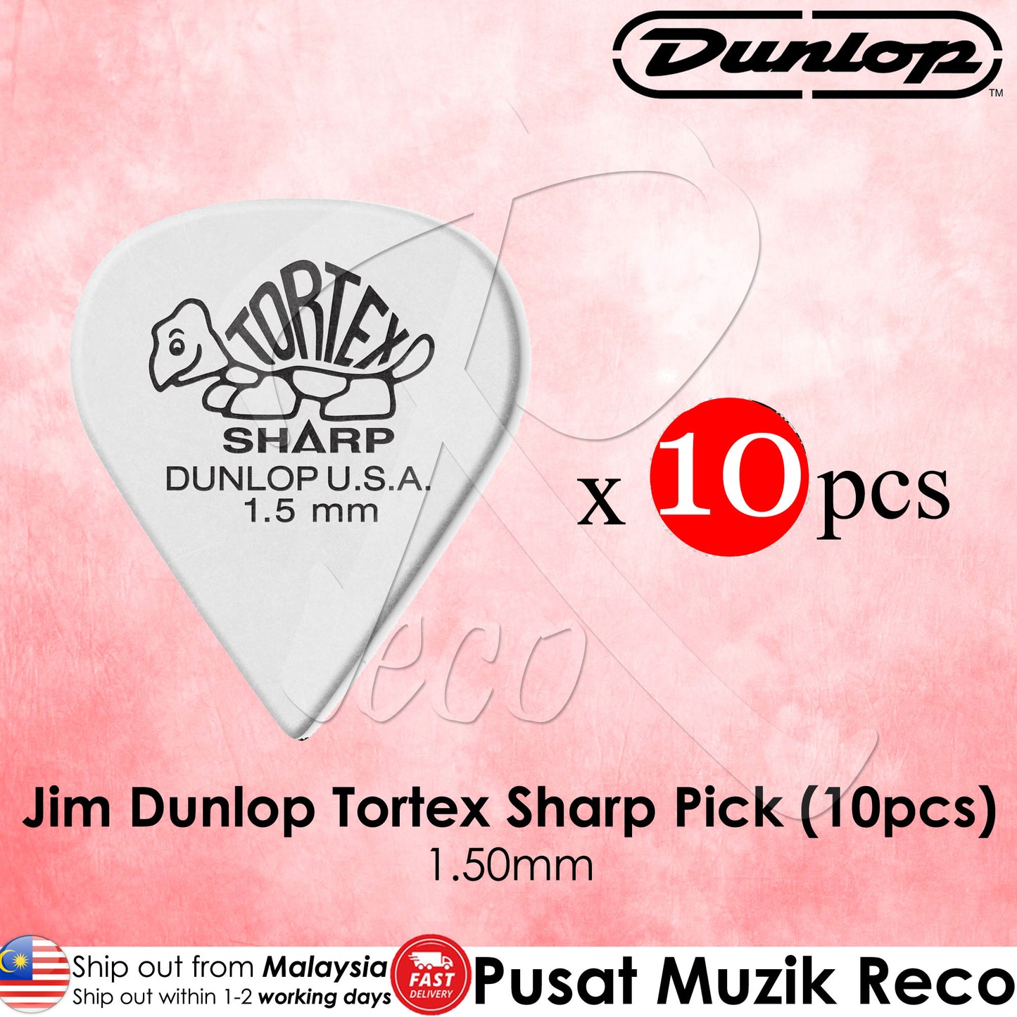 Jim Dunlop Tortex Sharp Guitar Pick 1.50mm - Reco Music Malaysia