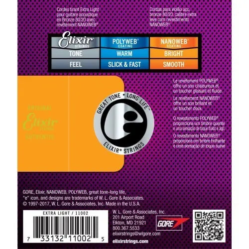 Elixir 11002 Nanoweb 80/20 Bronze Acoustic Guitar String | Reco Music Malaysia