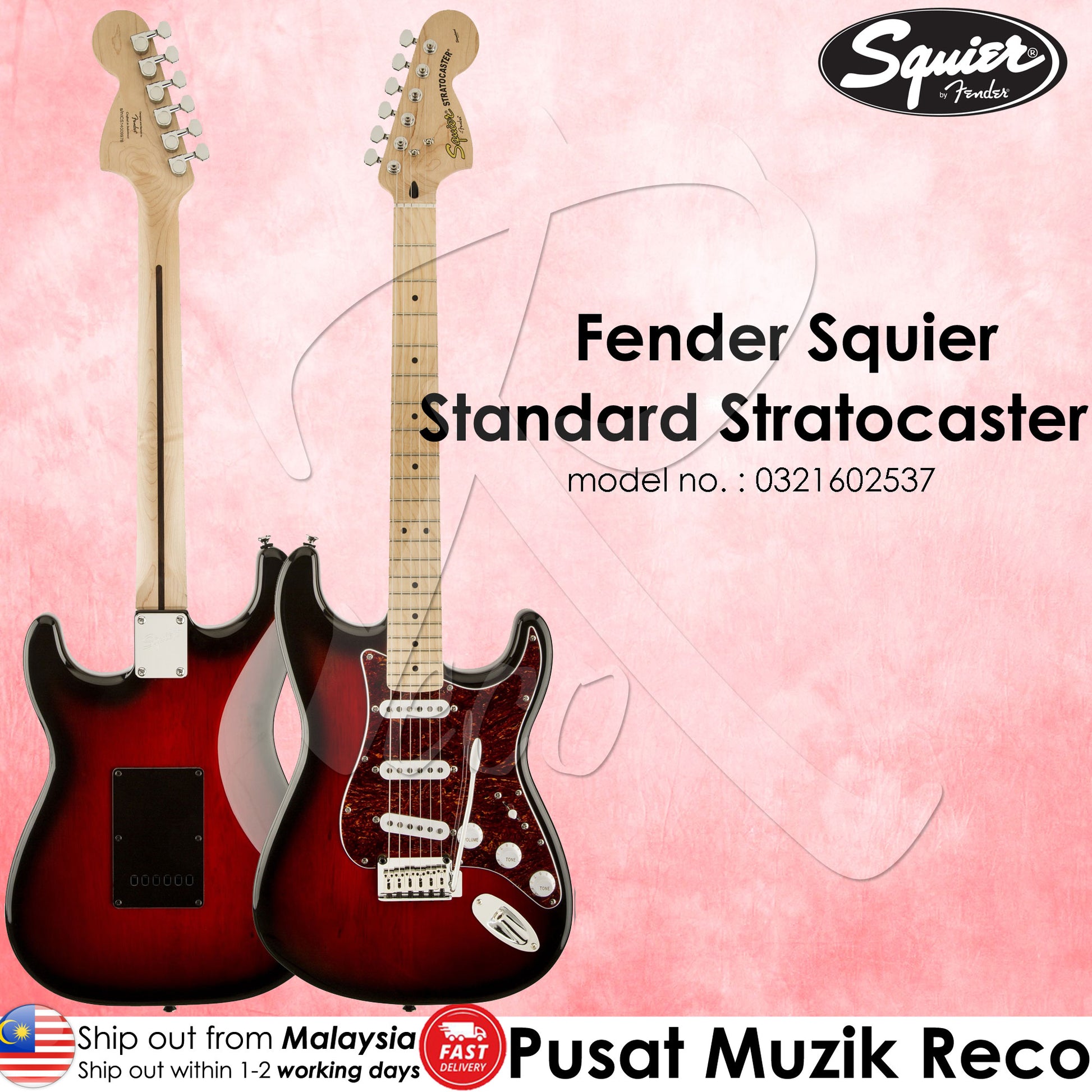 Fender Squier 0321602537 Standard Stratocaster Electric Guitar - Antique Burst - Reco Music Malaysia