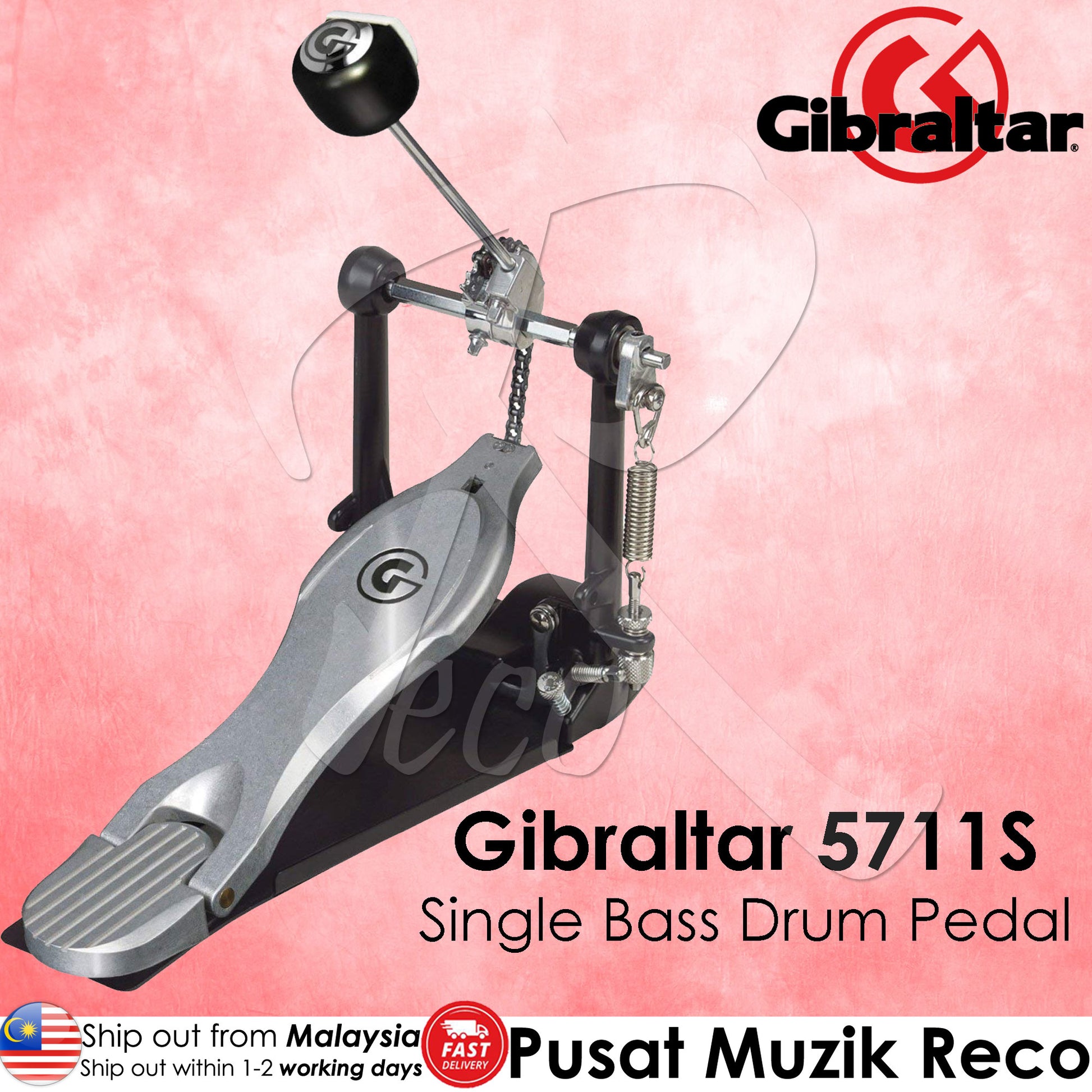 Gibraltar 5711S Single Chain CAM Drive Single Bass Drum Pedal - Reco Music Malaysia