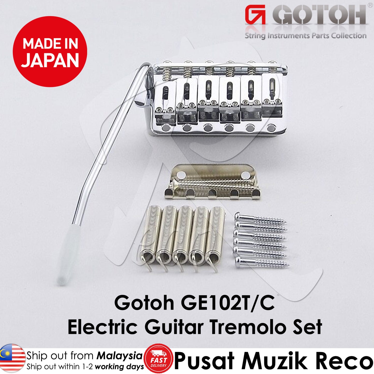 Gotoh GE102T Chrome Electric Guitar Tremolo Set - Reco Music Malaysia