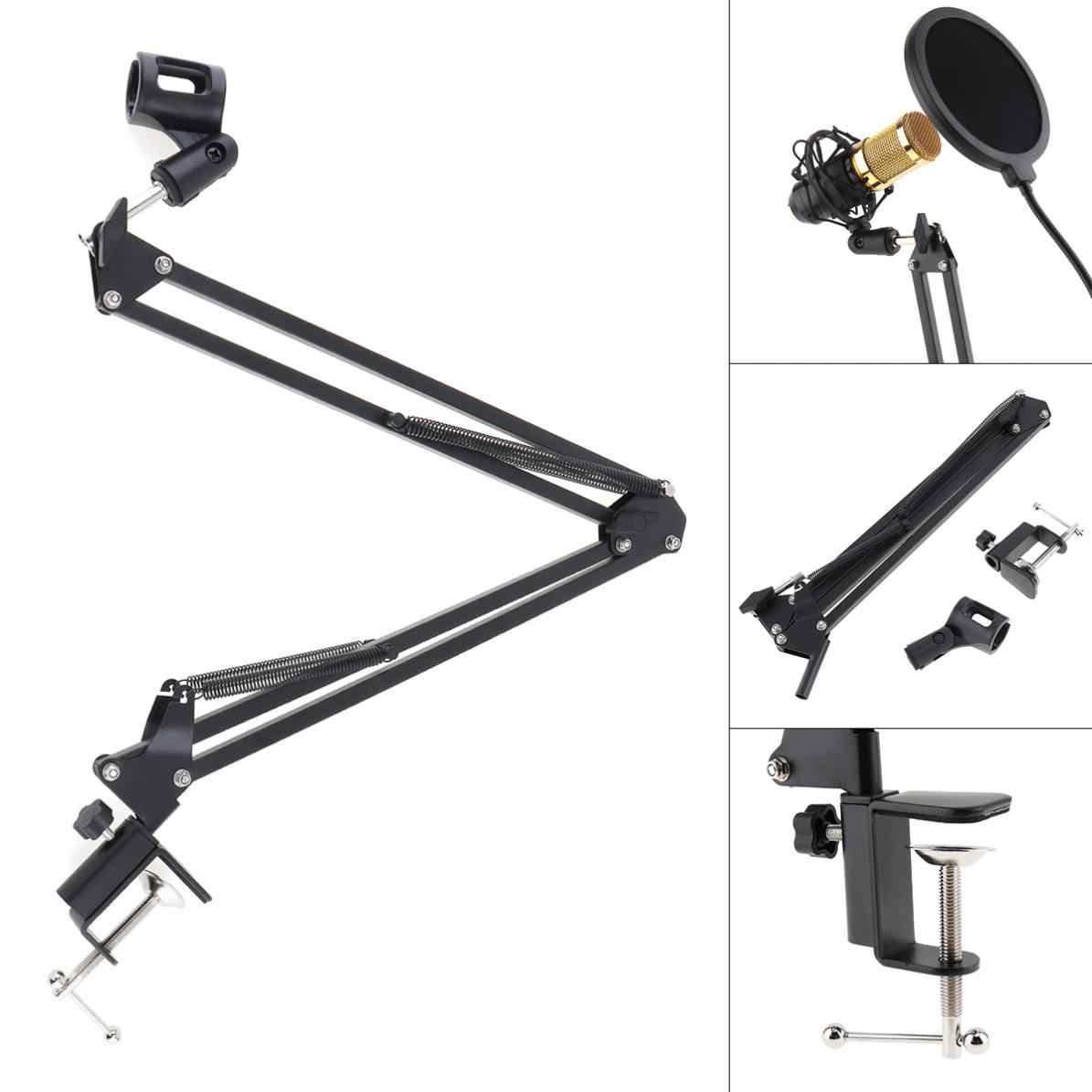 RM NB-35 Microphone Suspension Boom Scissor Arm Desktop Stand + Double Layer Pop Filter Wind Screen - Reco Music Malaysia