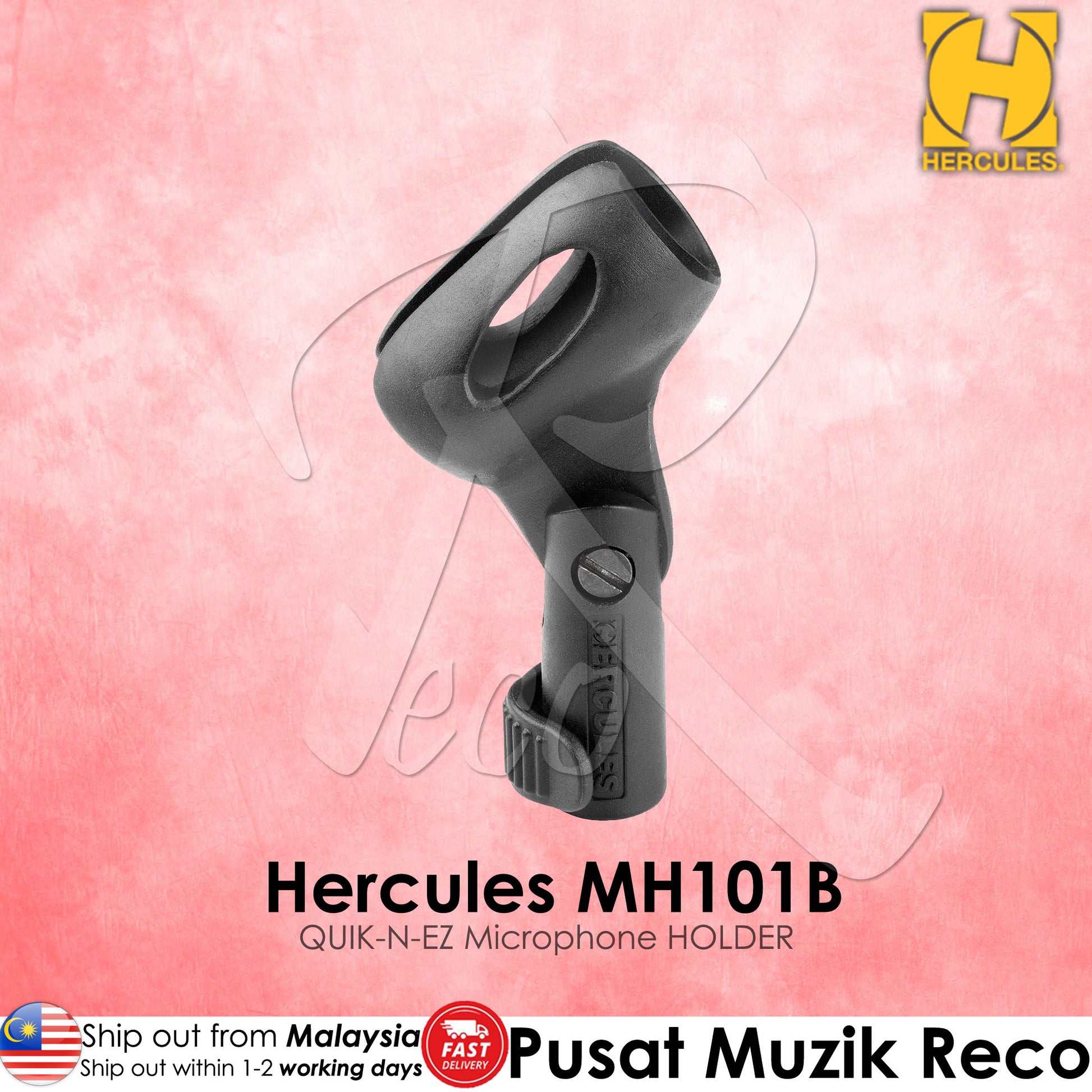 Hercules MH101B Quick-N-EZ Mic Clip Mic Holder | Reco Music Malaysia